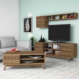 Hanah Home Inci - Conjunto de muebles de salón Nogal